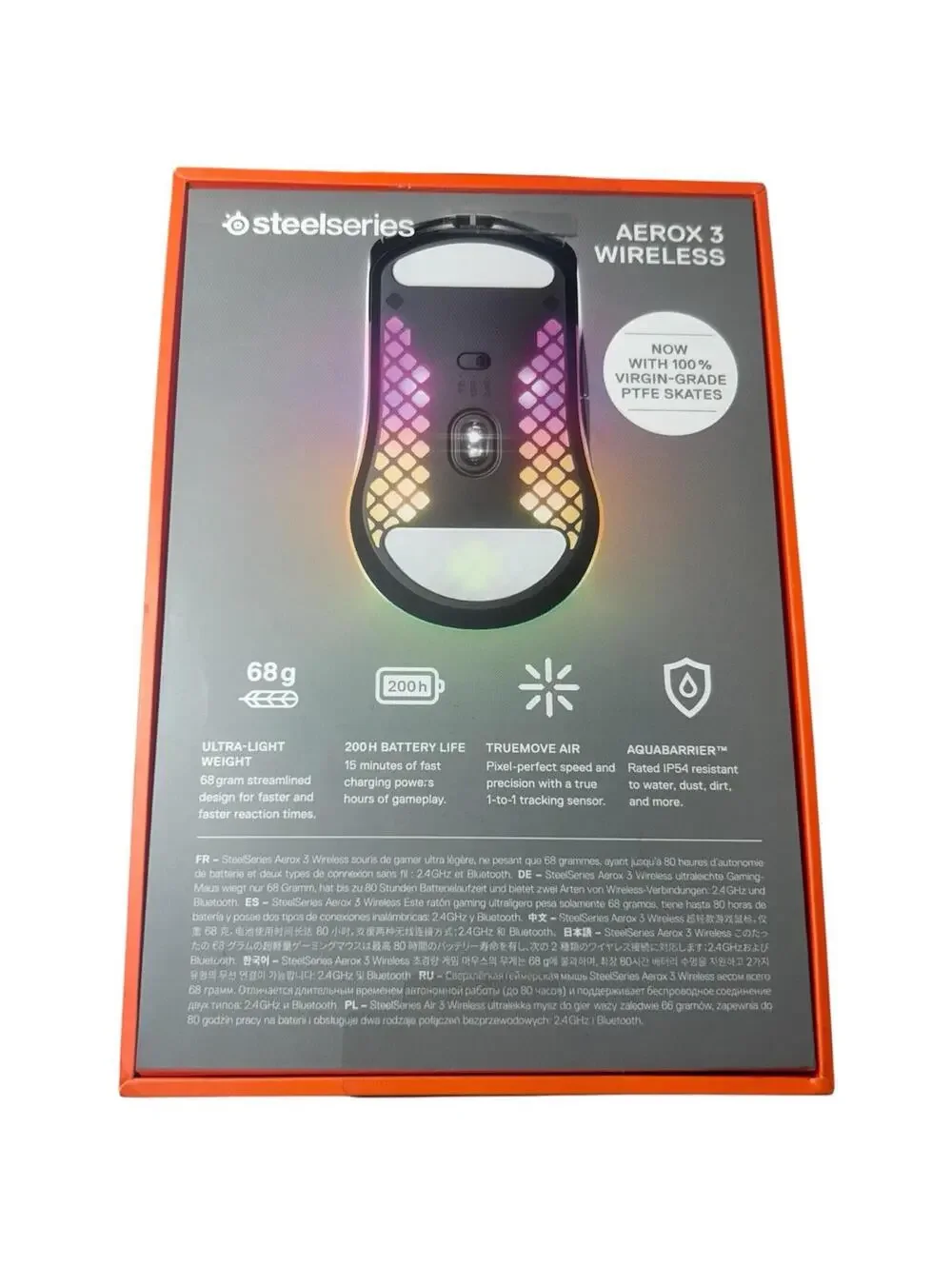 SteelSeries Aerox 3 Wireless Gaming Mouse RGB Lighting IP54 Water Resistant -NEW